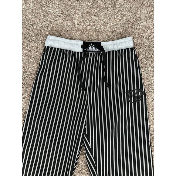 Controlled Insanity Oreo Pinstripe Pants Pull on Drawstring Black Gym Lifting S - Picture 10 of 15